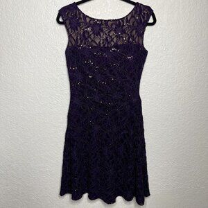 RALPH Lauren‎ Purple Lace Overlay Sequin Dress Size 6